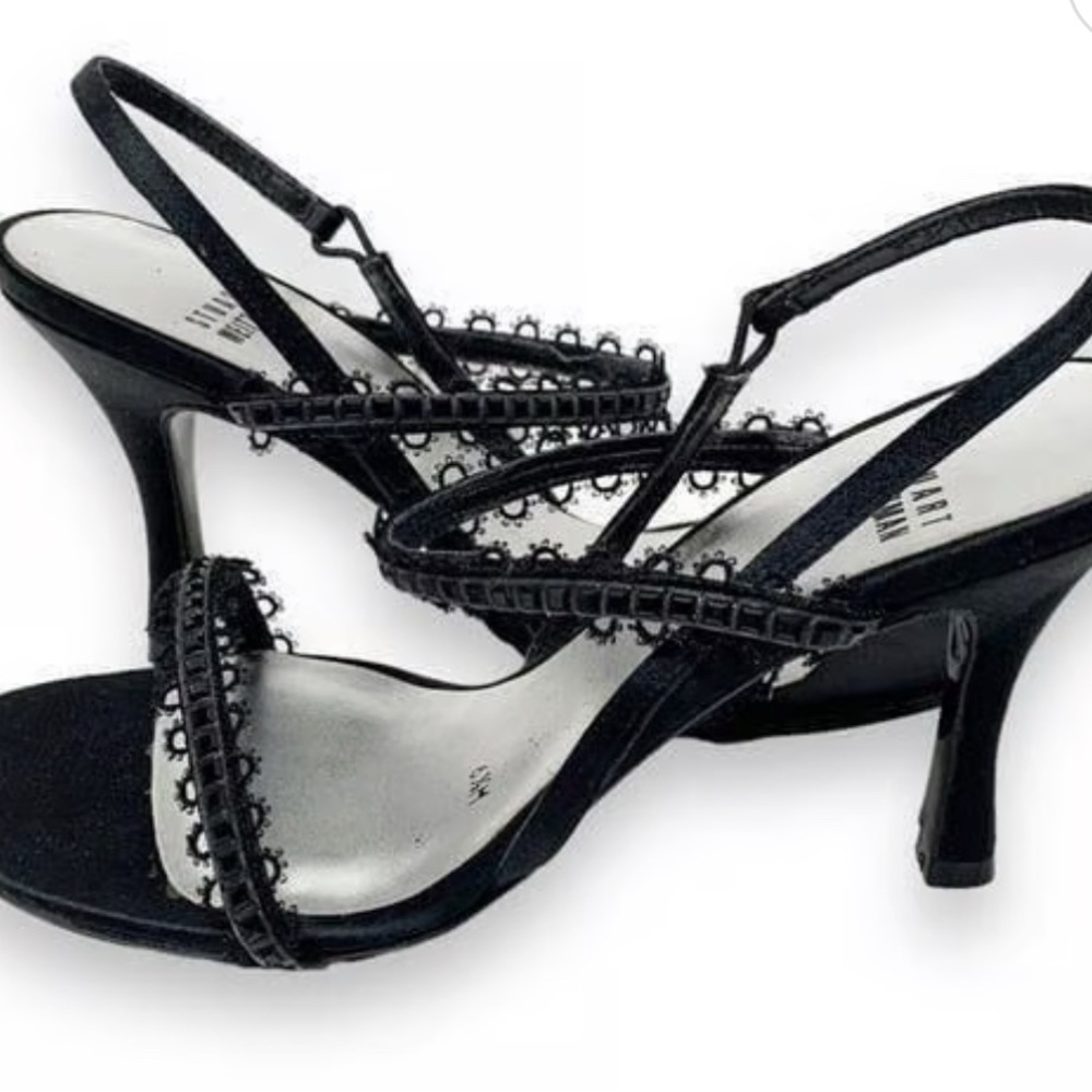 Stuart Weitzman Black Embellished Heels